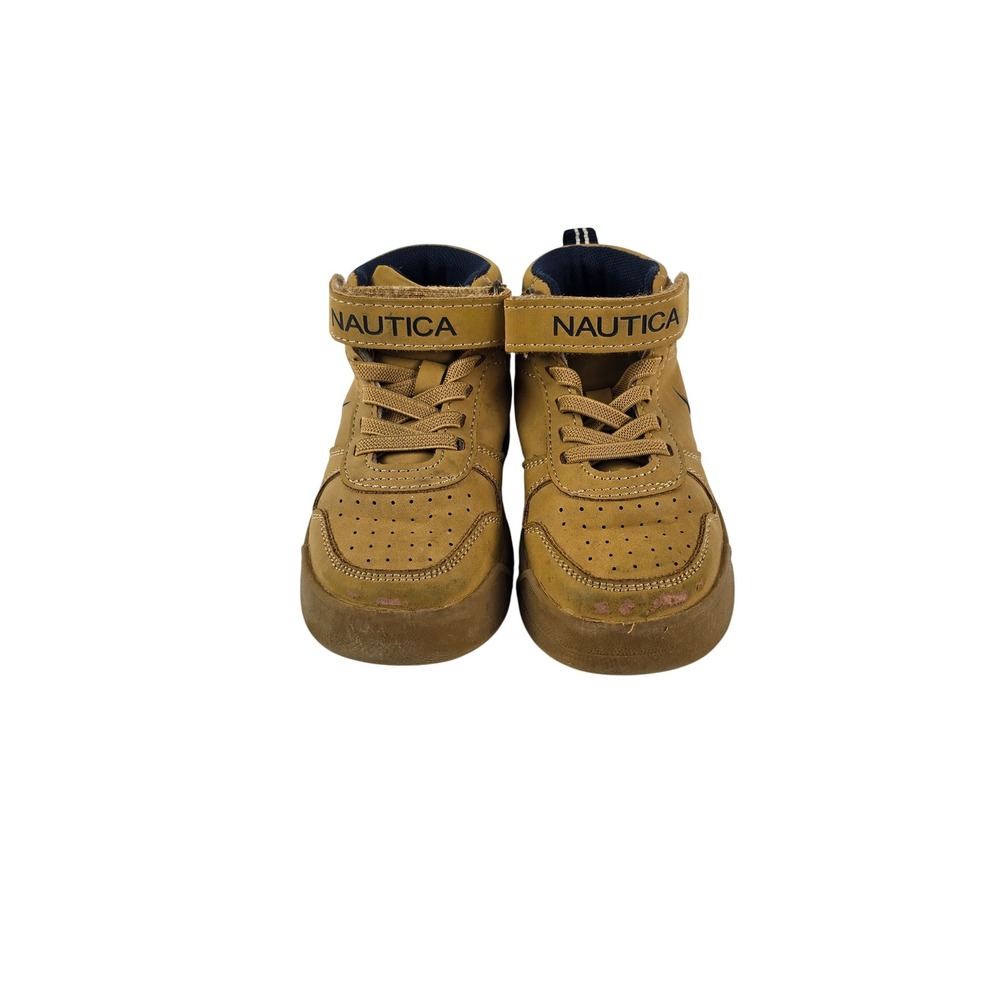 Nautica Hardyn T High Top Sneakers Kids Size 7 Wheat Tan Hook Loop Casual Shoes